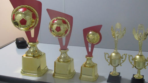 Troféu de campeão, vice, terceiro lugar e artilheira e melhor goleira