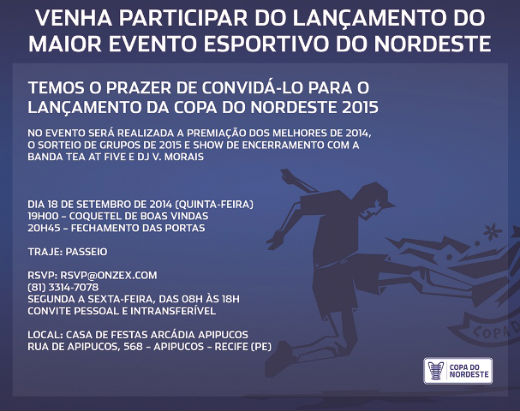 Convite Virtual - Festa de Lançamento Copa do Nordeste 2015